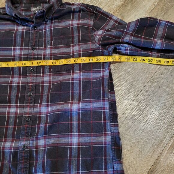 Eddie Bauer Slim Fit Button Up Heavy Weight Flannel Shirt Mens Size Tall Large - Picture 5 of 7